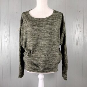 Vintage 90s Knit Tunic Top Womens Large Green Dolman Sleeve Fairy Grunge Sheer